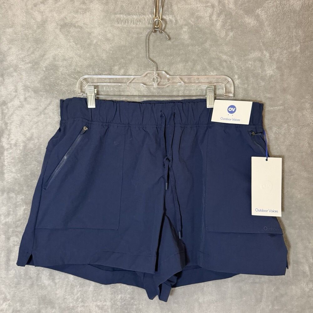 NWT Outdoor Voices RecTrek Short Women XXL Navy Blue UPF 50 Nylon Spandex 2XL